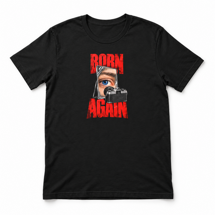 Born Again New Self Christian t-shirt in Black, flat lay