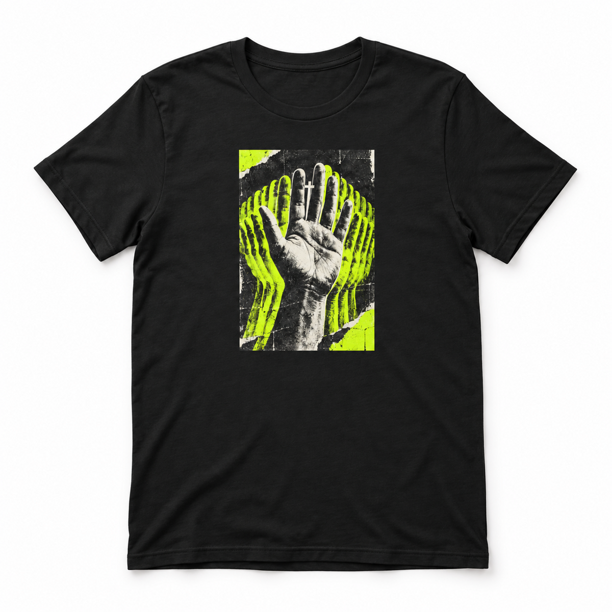 Christian Streetwear Cross t-shirt in Black, flat lay