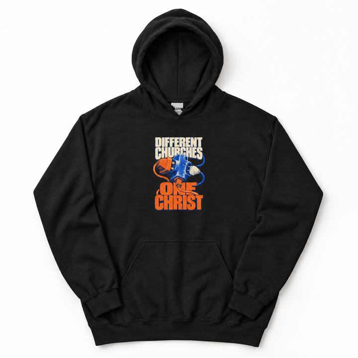 Christian Unity Connection hoodie in Black, flat lay