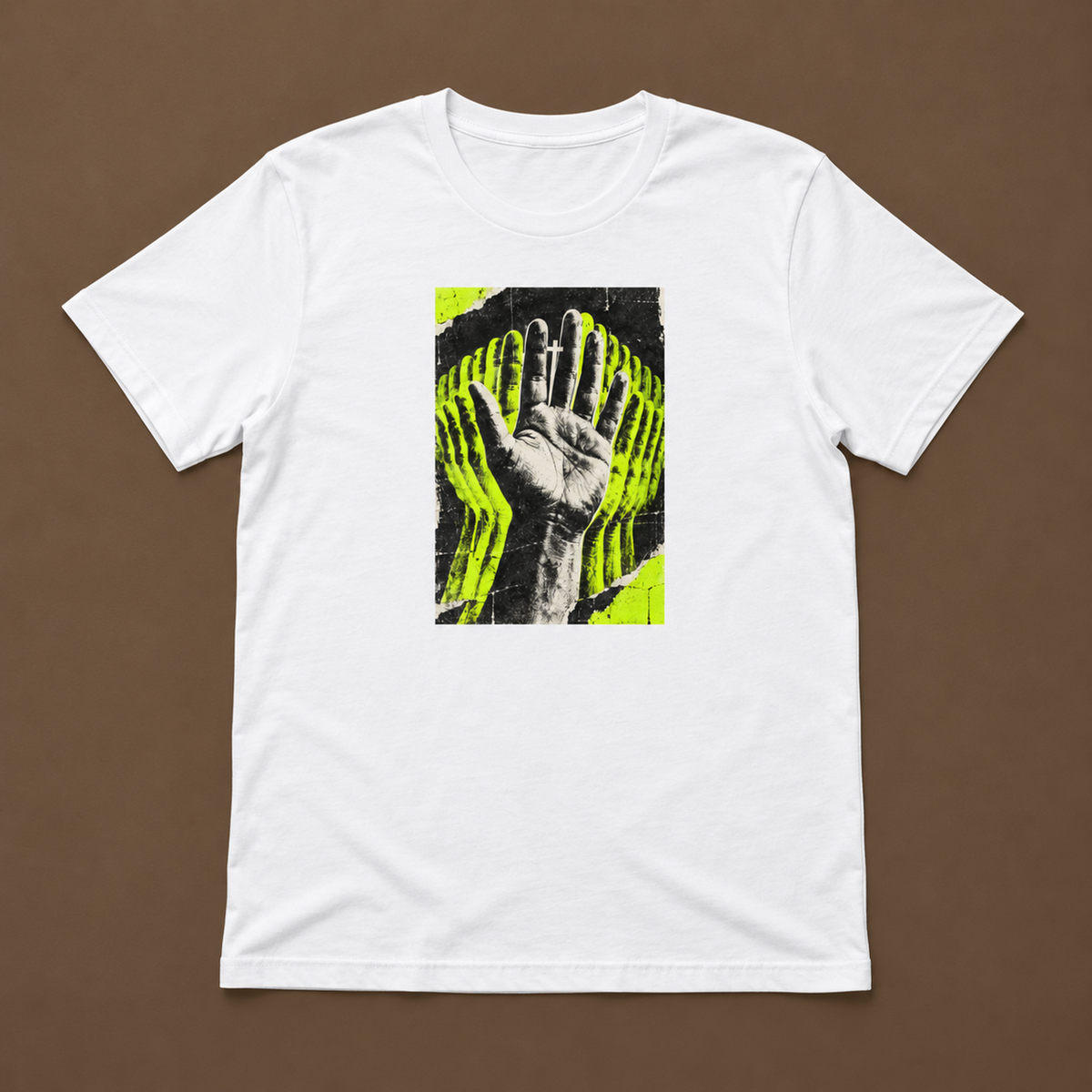 Christian Streetwear Cross t-shirt in White, flat lay